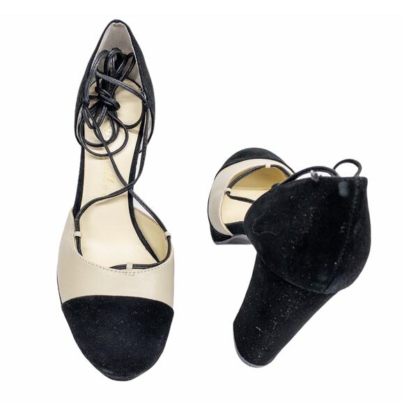 Anthropologie Bettye Muller Madison Platform  Ankle Tie Dress Heels 7 Women's - Picture 7 of 12